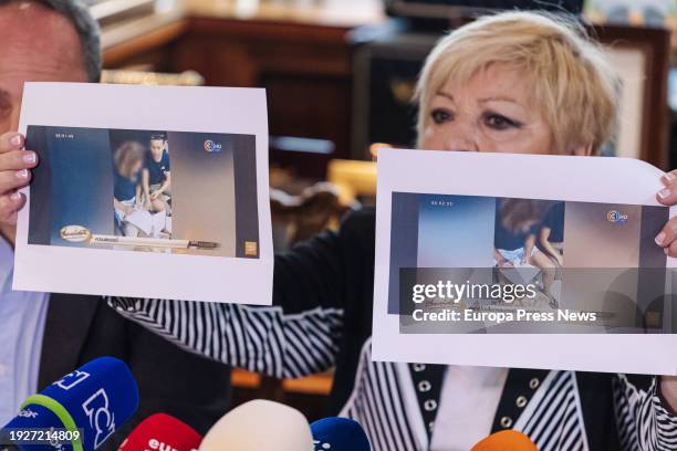 Daniel Sancho's lawyer, Carmen Balfagon, shows images during a press conference on Daniel Sancho, Jan. 12 in Madrid, Spain. Lawyers for Daniel...