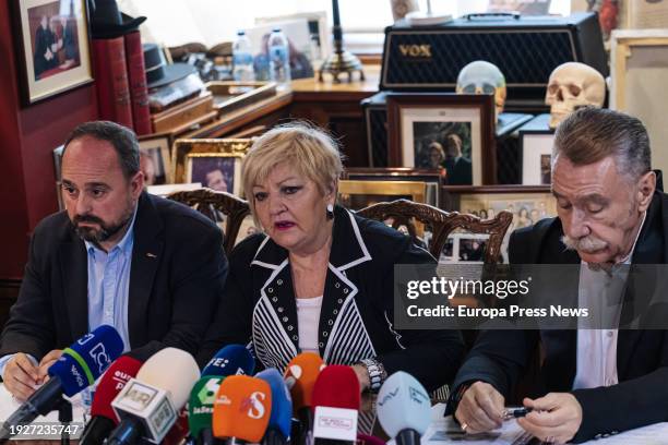 Daniel Sancho's lawyers, Ramon Chippirras, Carmen Balfagon, and Marcos Garcia Montes during a press conference on Daniel Sancho, on 12 January, 2024...
