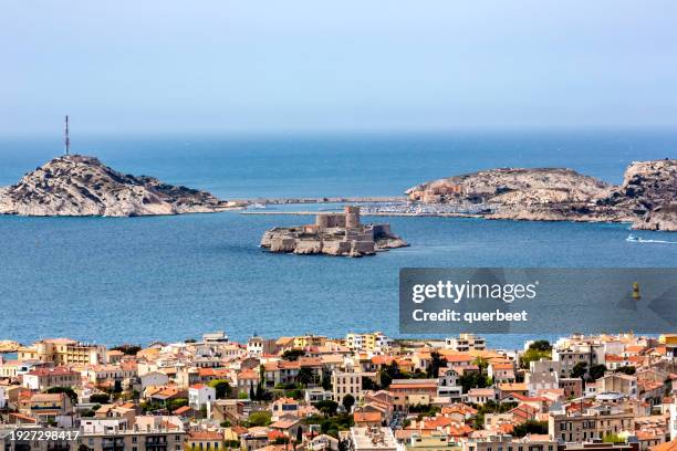 view marseille with the old fortification system château d'if - marseille stock pictures, royalty-free photos & images
