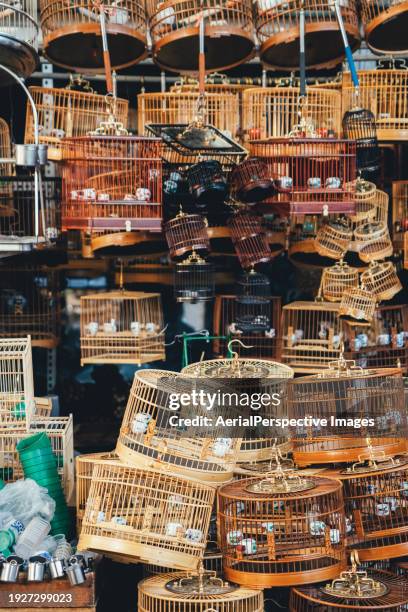 bird cages on sale, beijing / china - birdcage stockfoto's en -beelden