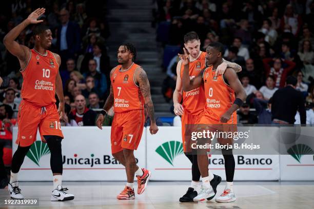 Damien Inglis, #07 Chris Jones, #16 Stefan Jovic and Jared Harper of Valencia Basket in action during the Turkish Airlines EuroLeague Regular Season...