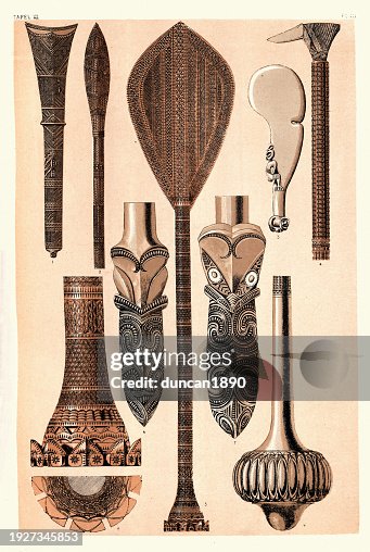 Traditionelle polynesische dekorative Kunst Muster Designs, Holzschnitzerei, Paddel, Keulen, 19. Jahrhundert, Kunst Traditionelle polynesische dekorative Kunst Muster Designs, Holzschnitzerei, Paddel, Keulen, 19. Jahrhundert, Kunst