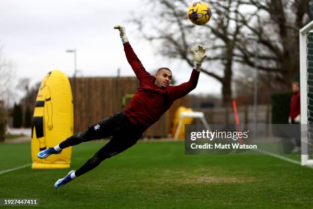 Gavin Bazunu during a Southampton FC training session at Staplewood Complex on January 12, 2024 in Southampton, England.