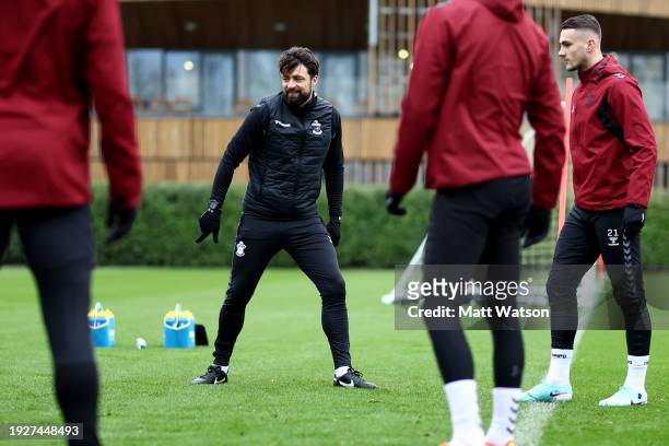 Southampton manager Russell Martin during a Southampton FC training session at Staplewood Complex on January 12, 2024 in Southampton, England.