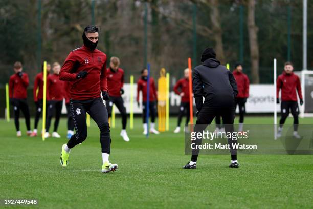 Carlos Alcaraz during a Southampton FC training session at Staplewood Complex on January 12, 2024 in Southampton, England.