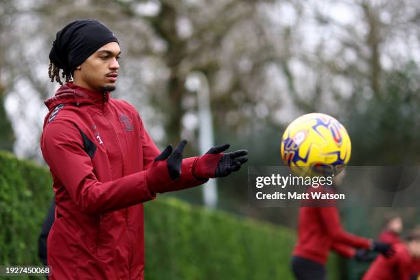 Sekou Mara during a Southampton FC training session at Staplewood Complex on January 12, 2024 in Southampton, England.