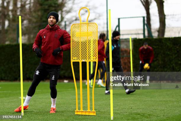 Mason Holgate during a Southampton FC training session at Staplewood Complex on January 12, 2024 in Southampton, England.