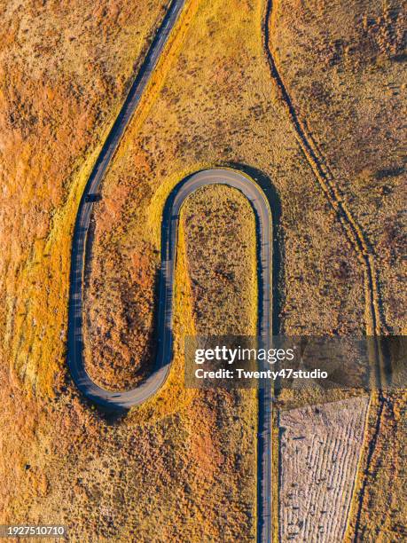 aerial view of the mountain pass on mount kirikamine in nagano prefecture, japan - chino stock pictures, royalty-free photos & images