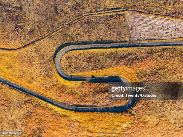 aerial view of the mountain pass on mount kirikamine in nagano prefecture, japan - chino stock pictures, royalty-free photos & images