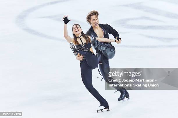 Allison Reed and Saulius Ambrulevicius of Lithuania compete in the Ice Dance Rhythm Dance during the ISU European Figure Skating Championships at...