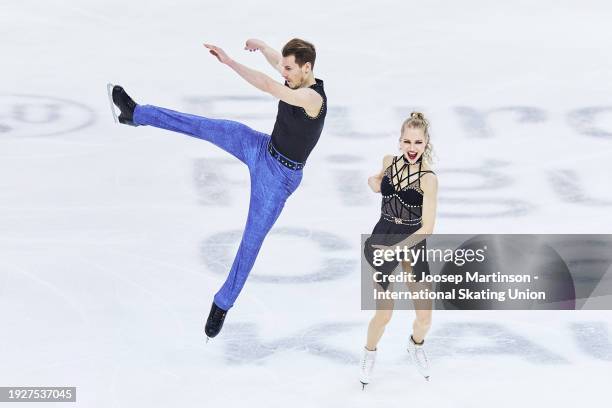 Juulia Turkkila and Matthias Versluis of Finland compete in the Ice Dance Rhythm Dance during the ISU European Figure Skating Championships at...