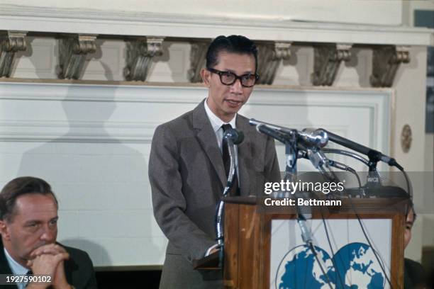 Bui Diem , South Vietnam's ambassador to the United States, speaking at a press conference in New York, September 12th 1967.