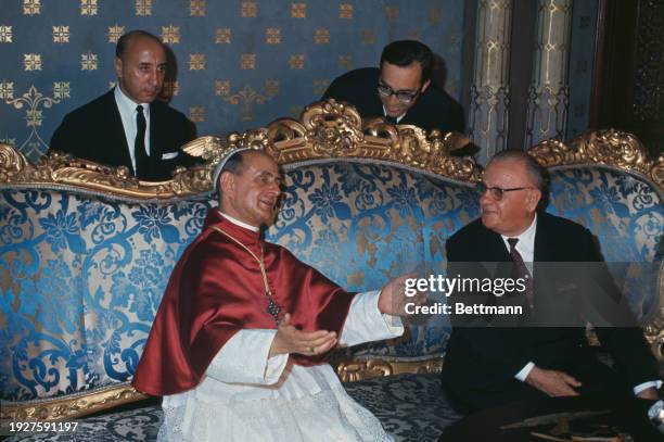 Pope Paul VI meeting with Turkish President Cevdet Sunay during a visit to Turkey, July 25th 1967.