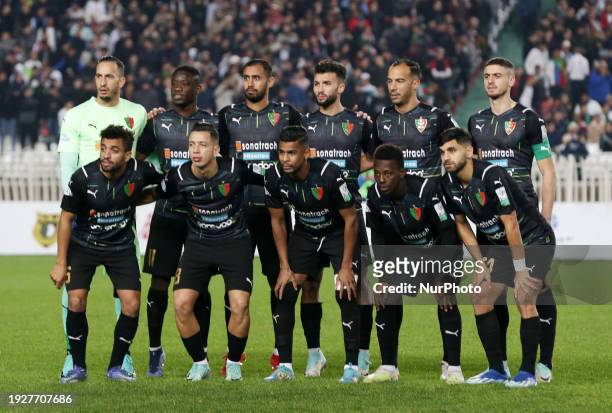 The starting players of MC Alger are posing for a group photo before the football match between CR Belouizdad and MC Alger on the 13th day of the...