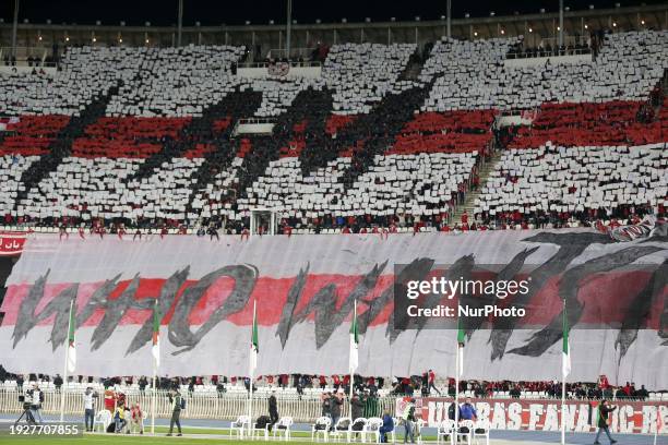 Fans of CR Belouizdad are applauding their team during the football match between CR Belouizdad and MC Alger on the 13th day of the Algerian Ligue 1...