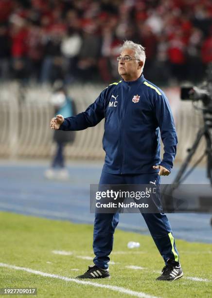 Belouizdad coach Marcos Paqueta is reacting during the football match between CR Belouizdad and MC Alger on the 13th day of the Algerian Ligue 1...