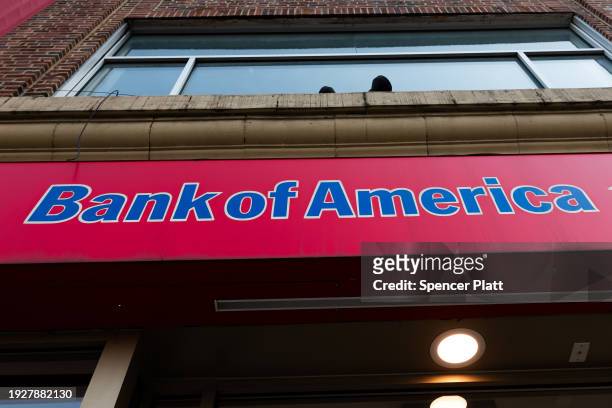 Bank of America Branch stands in Manhattan on January 12, 2024 in New York City. Bank of America, the Charlotte, North Carolina based bank, announced...