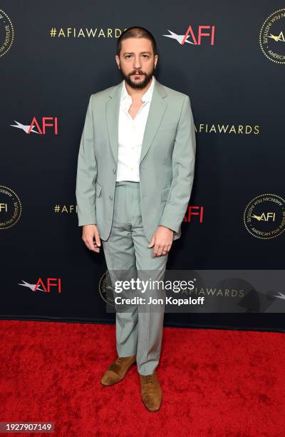 John Magaro attends the AFI Awards Luncheon at Four Seasons Hotel Los Angeles at Beverly Hills on January 12, 2024 in Los Angeles, California.