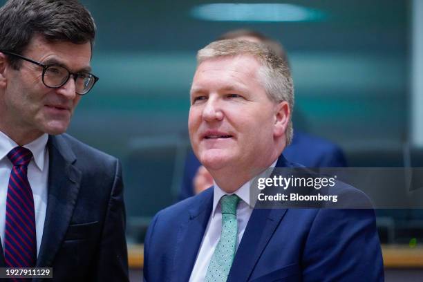 Michael McGrath, Ireland's finance minster, at the Eurogroup meeting in Brussels, Belgium, on Monday, Jan. 15, 2024. Euro-area finance ministers...