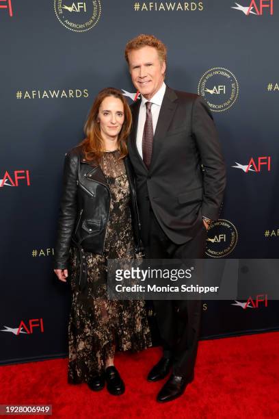 Jessica Elbaum and Will Ferrell attend the AFI Awards Luncheon at Four Seasons Hotel Los Angeles at Beverly Hills on January 12, 2024 in Los Angeles,...