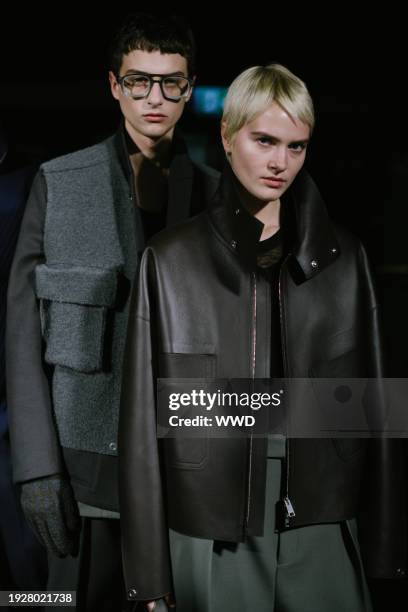 Backstage at Zegna Men's Fall 2024 as part of Milan Men's Fashion Week held on January 15, 2024 in Milan, Italy.