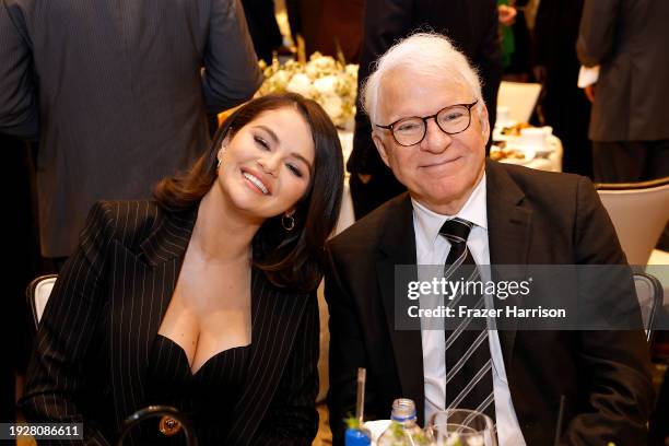 Selena Gomez and Steve Martin attend the AFI Awards Luncheon at Four Seasons Hotel Los Angeles at Beverly Hills on January 12, 2024 in Los Angeles,...