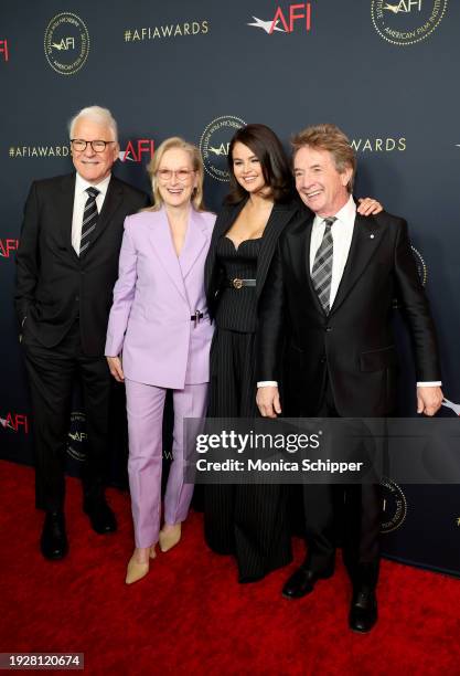 Steve Martin, Meryl Streep, Selena Gomez and Martin Short attend the AFI Awards Luncheon at Four Seasons Hotel Los Angeles at Beverly Hills on...