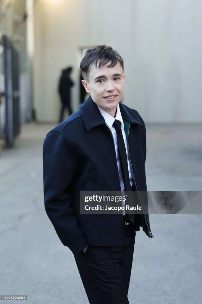 Elliot Page is seen arriving at the Gucci fashion show during the ...