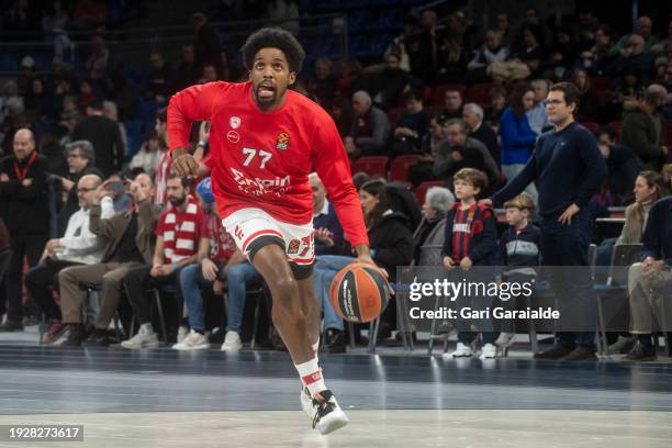 American guard Shaquielle Mckissic of Olympiacos Piraeus in action during the Turkish Airlines EuroLeague Regular Season Round 21 match between...