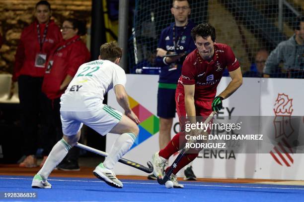 Belgium's Arthur Van Doren pictured in action during a hockey game between Belgium's national team the Red Lions and Ireland, match 2/3 in Pool A of...