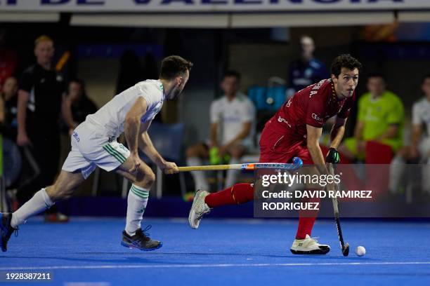 Belgium's Arthur Van Doren pictured in action during a hockey game between Belgium's national team the Red Lions and Ireland, match 2/3 in Pool A of...