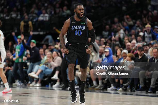 Tim Hardaway Jr. #10 of the Dallas Mavericks celebrates during the game against the New Orleans Pelicans on January 15, 2024 at the American Airlines...