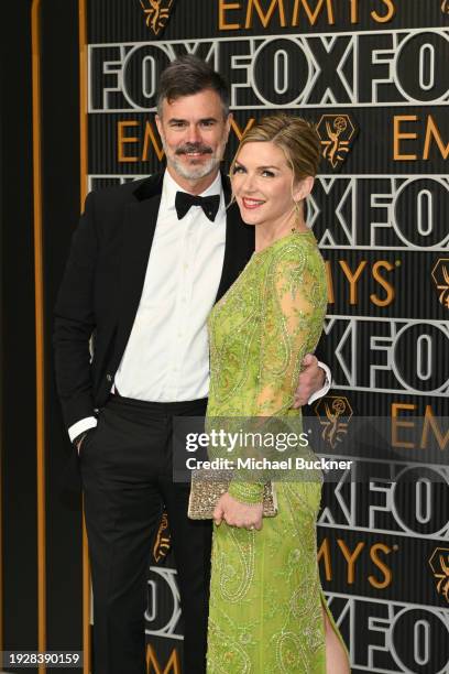 Graham Larson and Rhea Seehorn at the 75th Primetime Emmy Awards held at the Peacock Theater on January 15, 2024 in Los Angeles, California.