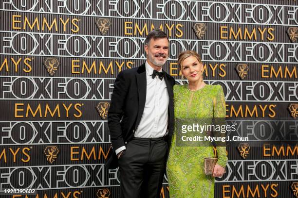 Los Angeles, CA Graham Larson and Rhea Seehorn arriving at the 75th Primetime Emmy Awards at the Peacock Theater in Los Angeles, CA, Monday, Jan. 15,...