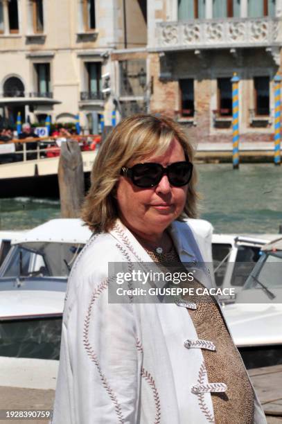 French businessman Francois Pinault's wife Maryvonne walks during a visit in Venice on the day of the wedding dinner party of Salma Hayec and son...