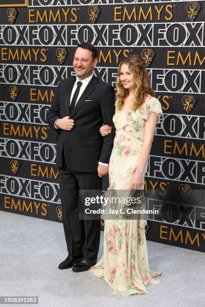 Los Angeles, CA Dan Fogelman and Caitlin Thompson arriving at the 75th Primetime Emmy Awards at the Peacock Theater in Los Angeles, CA, Monday, Jan....