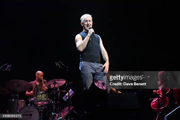 Alan Cumming performs during the opening night of "Alan Cumming Is Not Acting His Age" at the Theatre Royal Drury Lane on January 15, 2024 in London,...