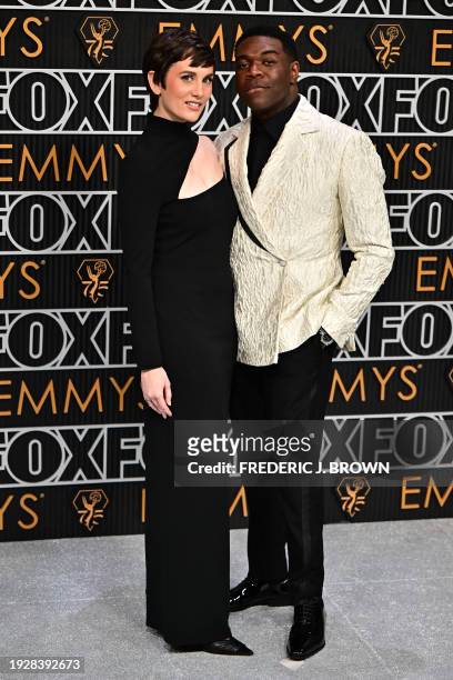 Actress Nicole Boyd and US actor Sam Richardson arrive for the 75th Emmy Awards at the Peacock Theatre at L.A. Live in Los Angeles on January 15,...