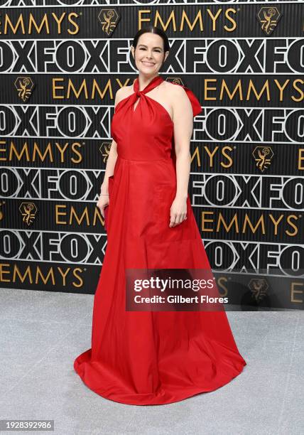 Emily Hampshire at the 75th Primetime Emmy Awards held at the Peacock Theater on January 15, 2024 in Los Angeles, California.