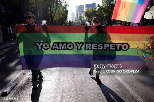 Members of the LGBTQ community take part in a protest following the murder of trans woman activist Samantha Gomes on the eve, in Mexico City, Mexico...