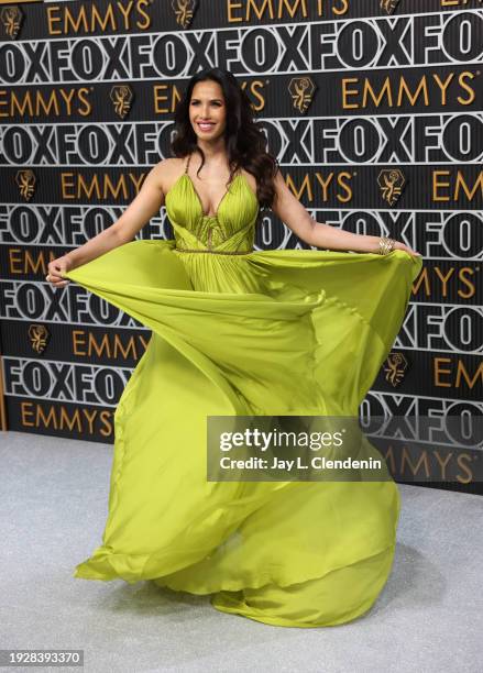 Los Angeles, CA Padma Lakshmi arriving at the 75th Primetime Emmy Awards at the Peacock Theater in Los Angeles, CA, Monday, Jan. 15, 2024.