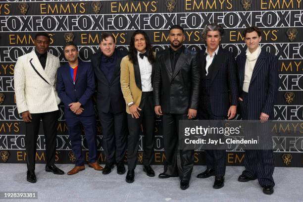 Los Angeles, CA Cast members from "Ted Lasso", from left: Sam Richardson, Nick Mohammed, Jeremy Swift, Cristo Fernández, Kola Bokinni, James Lance...