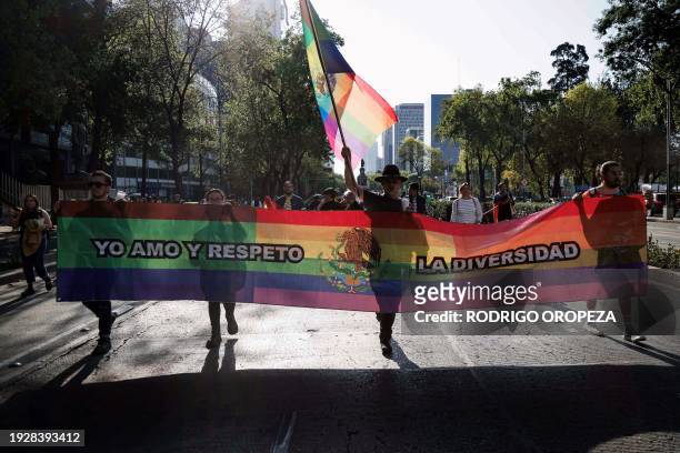Members of the LGBTQ community take part in a protest following the murder of trans woman activist Samantha Gomes on the eve, in Mexico City, Mexico...