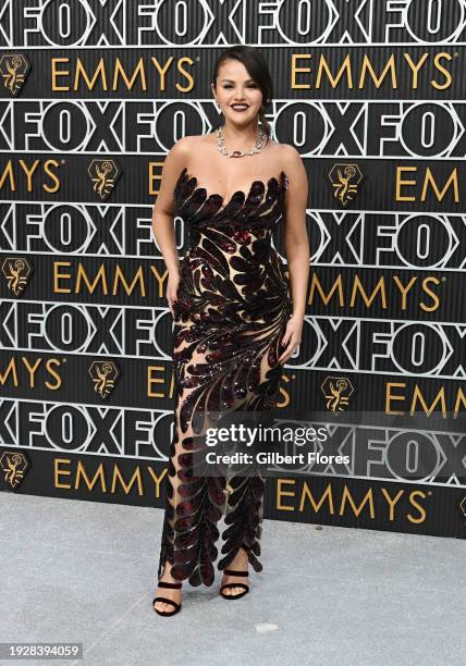 Selena Gomez at the 75th Primetime Emmy Awards held at the Peacock Theater on January 15, 2024 in Los Angeles, California.