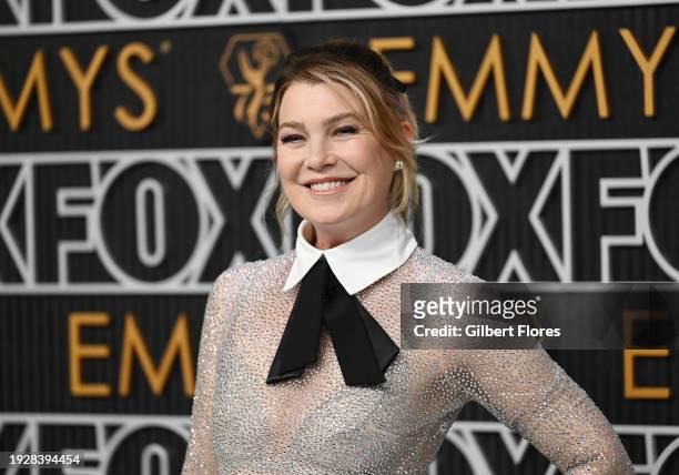 Ellen Pompeo at the 75th Primetime Emmy Awards held at the Peacock Theater on January 15, 2024 in Los Angeles, California.