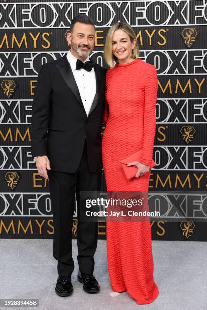 Los Angeles, CA Jimmy Kimmel and Molly McKearney arriving at the 75th Primetime Emmy Awards at the Peacock Theater in Los Angeles, CA, Monday, Jan....