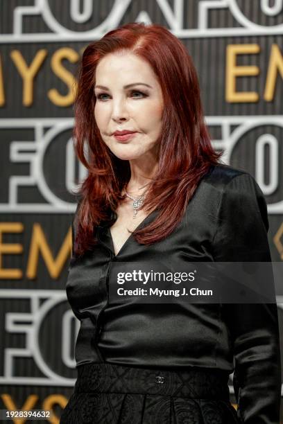 Los Angeles, CA Priscilla Presley attends the 75th Primetime Emmy Awards at the Peacock Theater in Los Angeles, CA, Monday, Jan. 15, 2024.