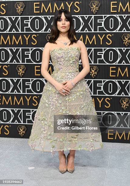 Jenna Ortega at the 75th Primetime Emmy Awards held at the Peacock Theater on January 15, 2024 in Los Angeles, California.