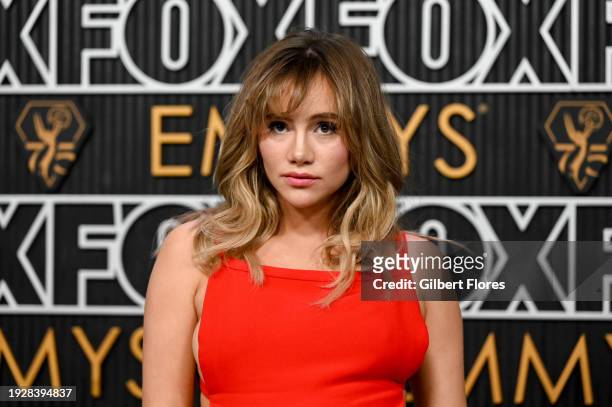 Suki Waterhouse at the 75th Primetime Emmy Awards held at the Peacock Theater on January 15, 2024 in Los Angeles, California.