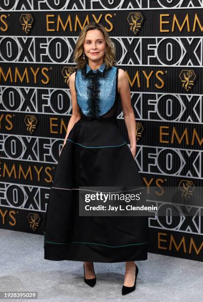 Los Angeles, CA Calista Flockhart arriving at the 75th Primetime Emmy Awards at the Peacock Theater in Los Angeles, CA, Monday, Jan. 15, 2024.